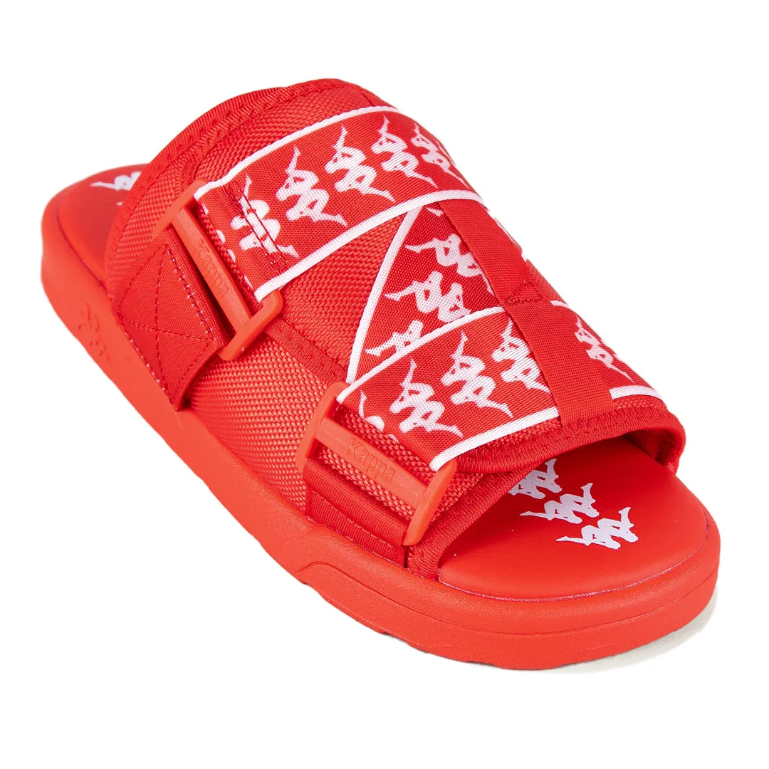 Stylish Red Flame Coral White 222 Banda Mitel Slide Sandals