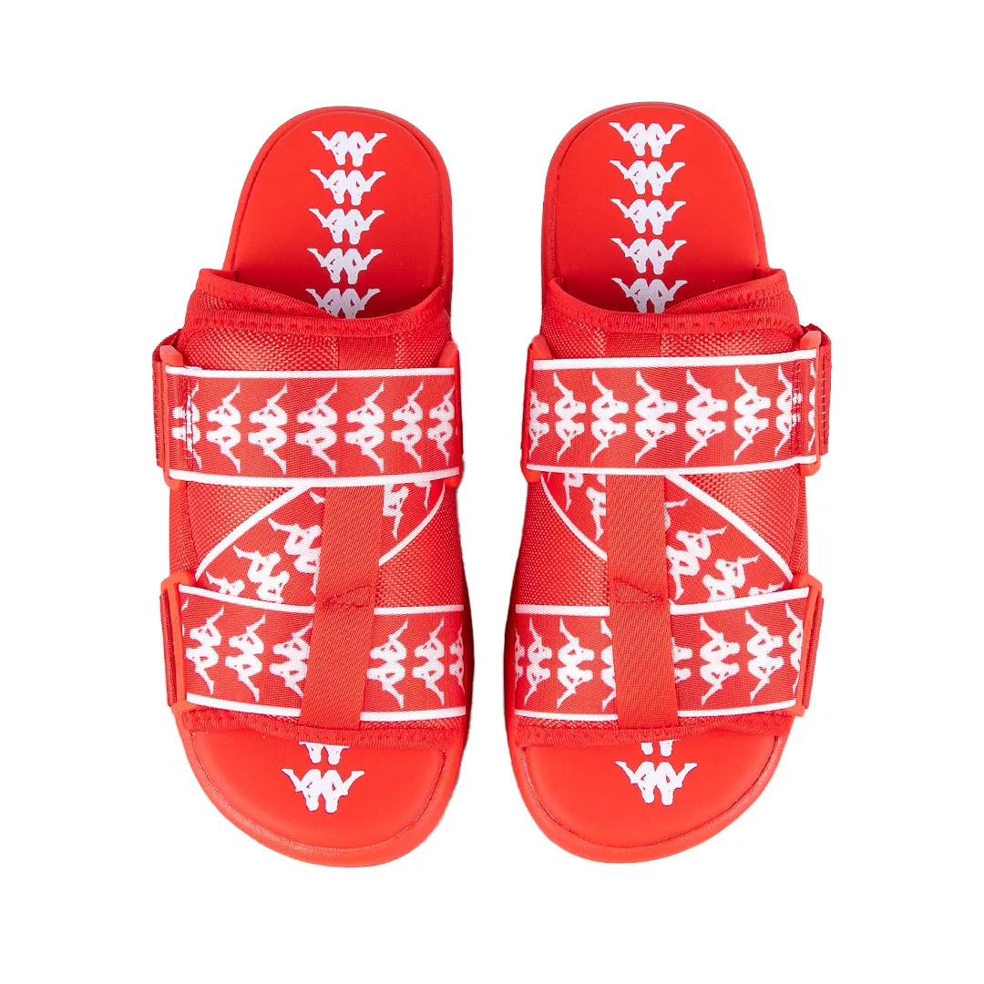 Stylish Red Flame Coral White 222 Banda Mitel Slide Sandals