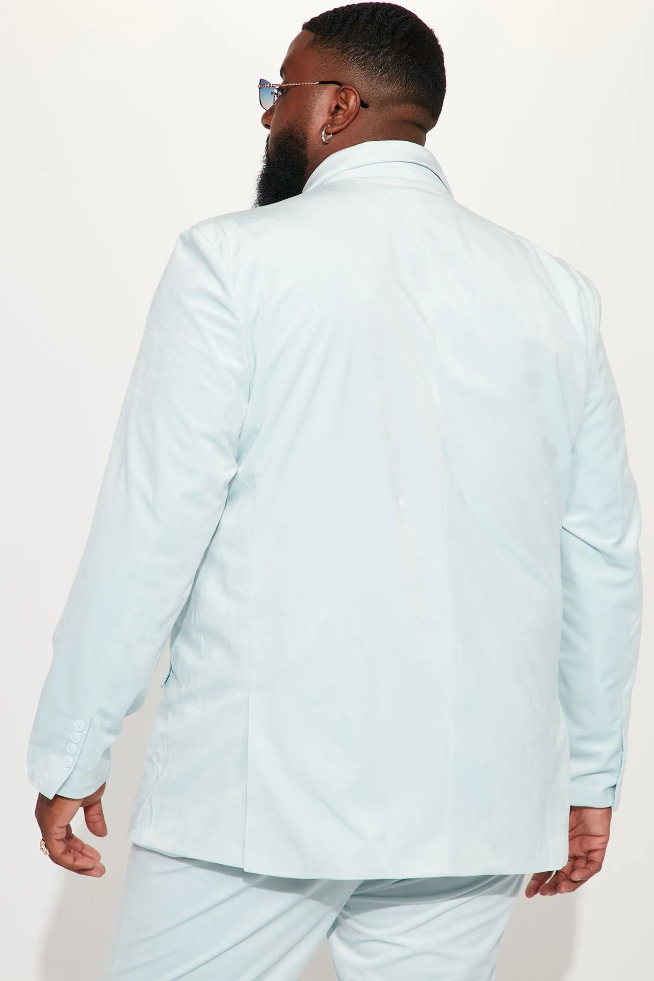 Alessandro Double Breasted Velvet Suit Jacket - Dusty Blue