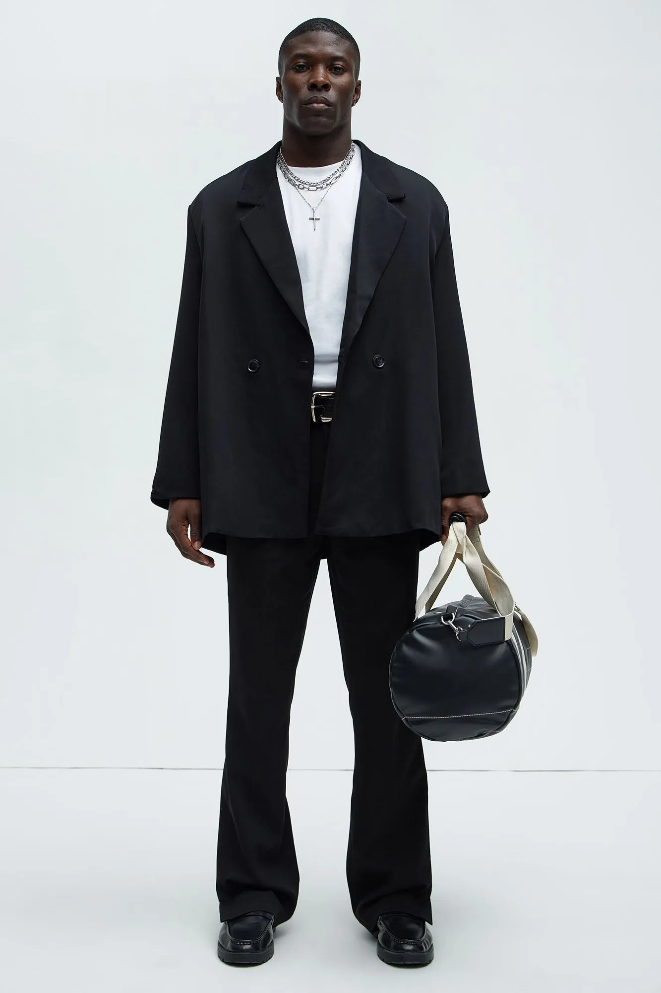 Anchor Double Breasted Suit Jacket - Black