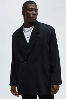 Anchor Double Breasted Suit Jacket - Black