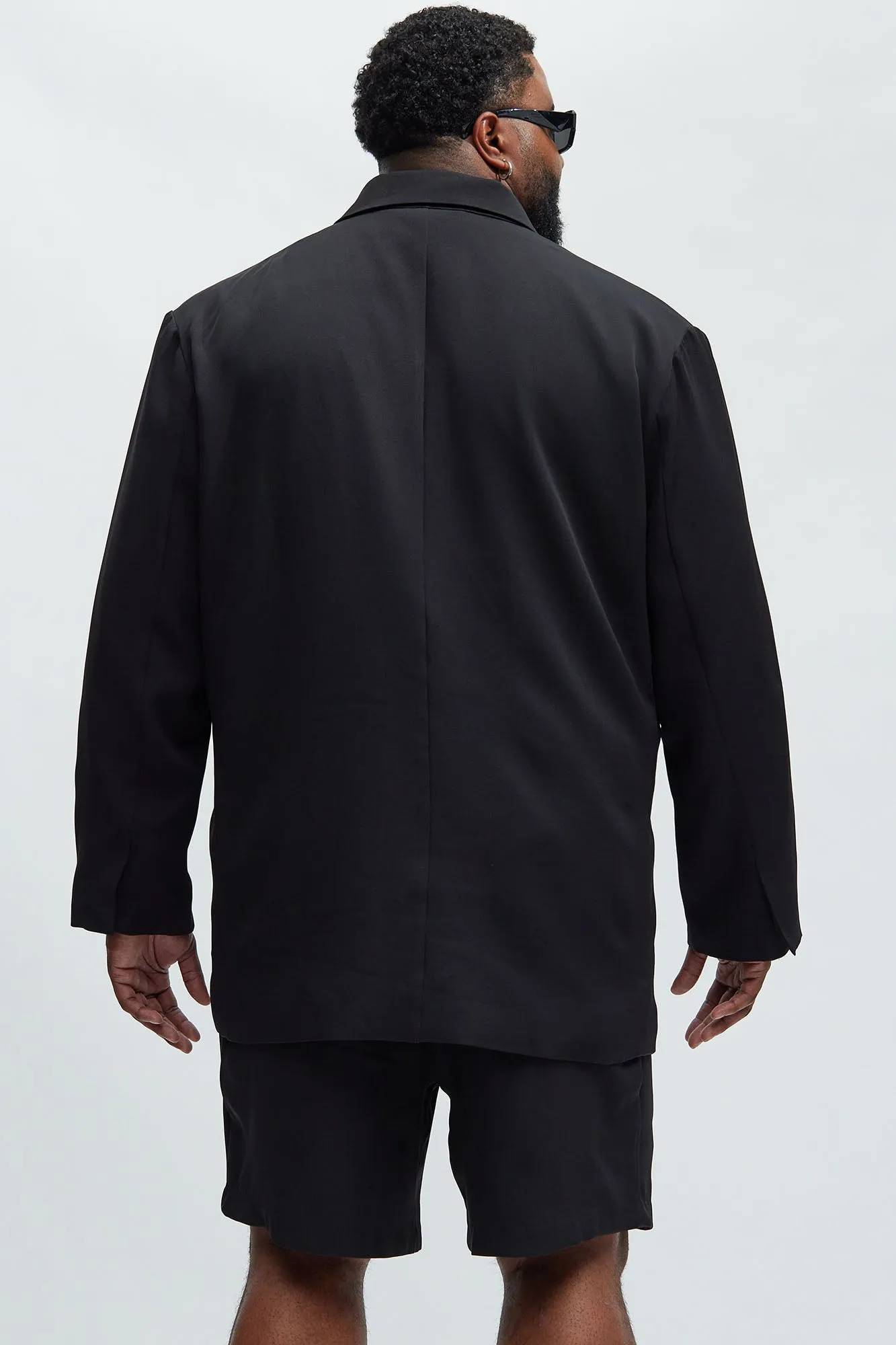 Anchor Double Breasted Suit Jacket - Black
