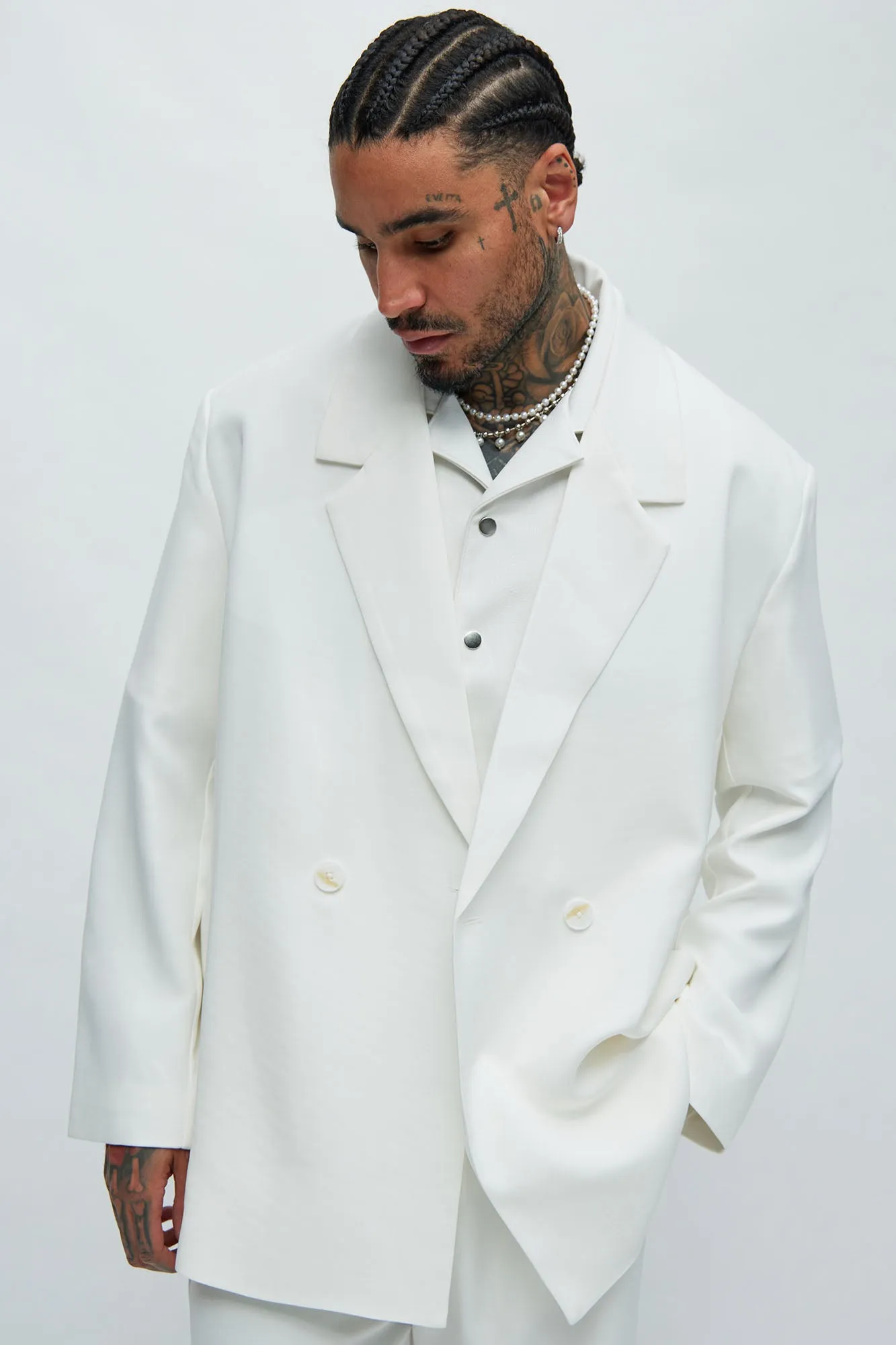 Anchor Double Breasted Suit Jacket - Off White