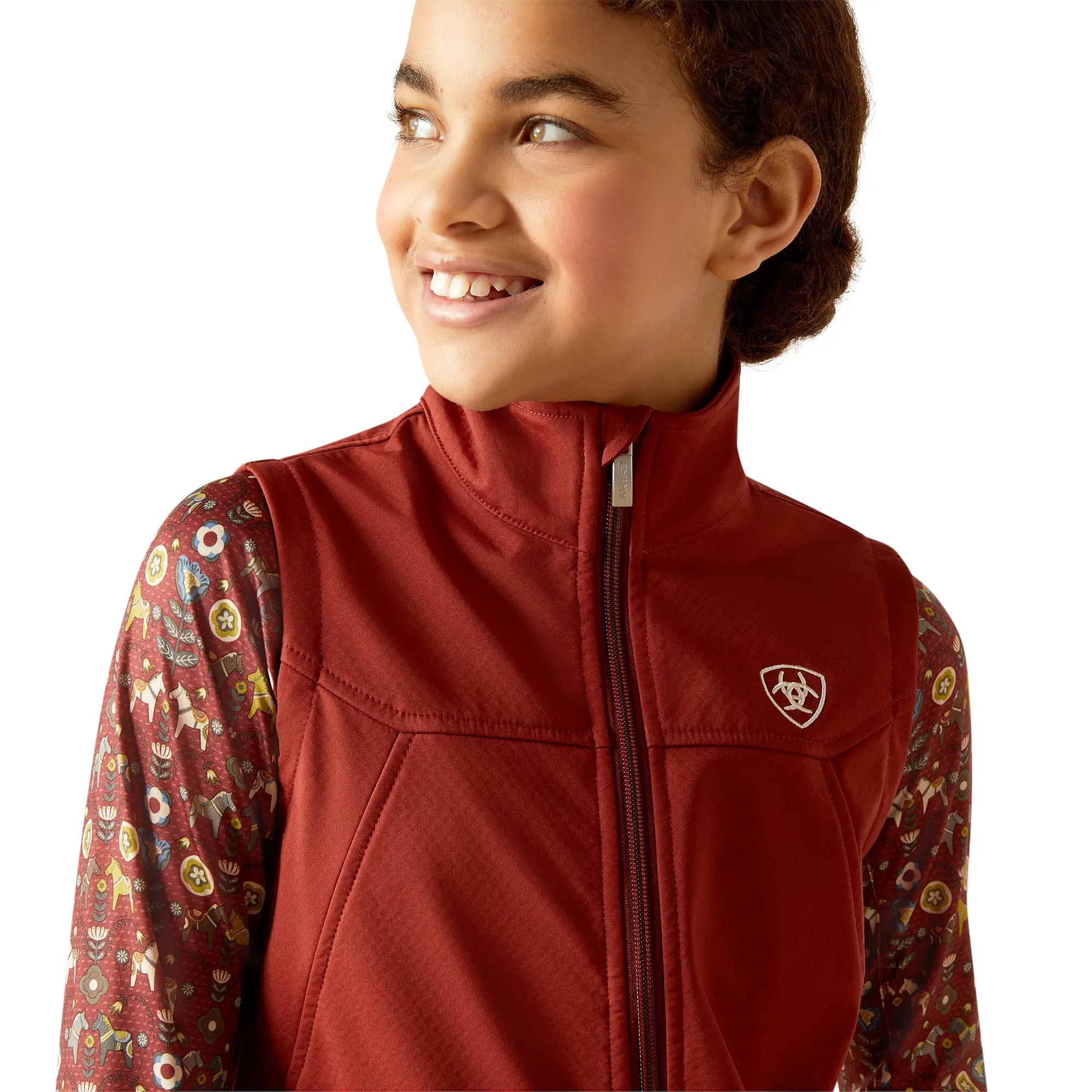 Ariat Youth Girl's New Team Fired Brick Softshell Vest 10046568