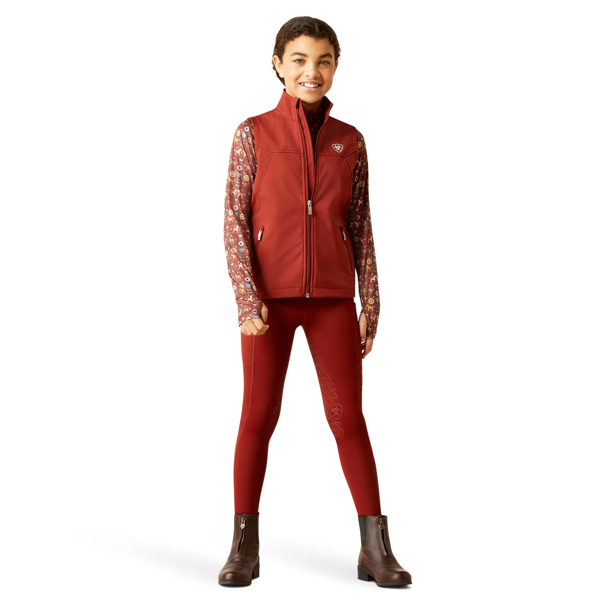 Ariat Youth Girl's New Team Fired Brick Softshell Vest 10046568