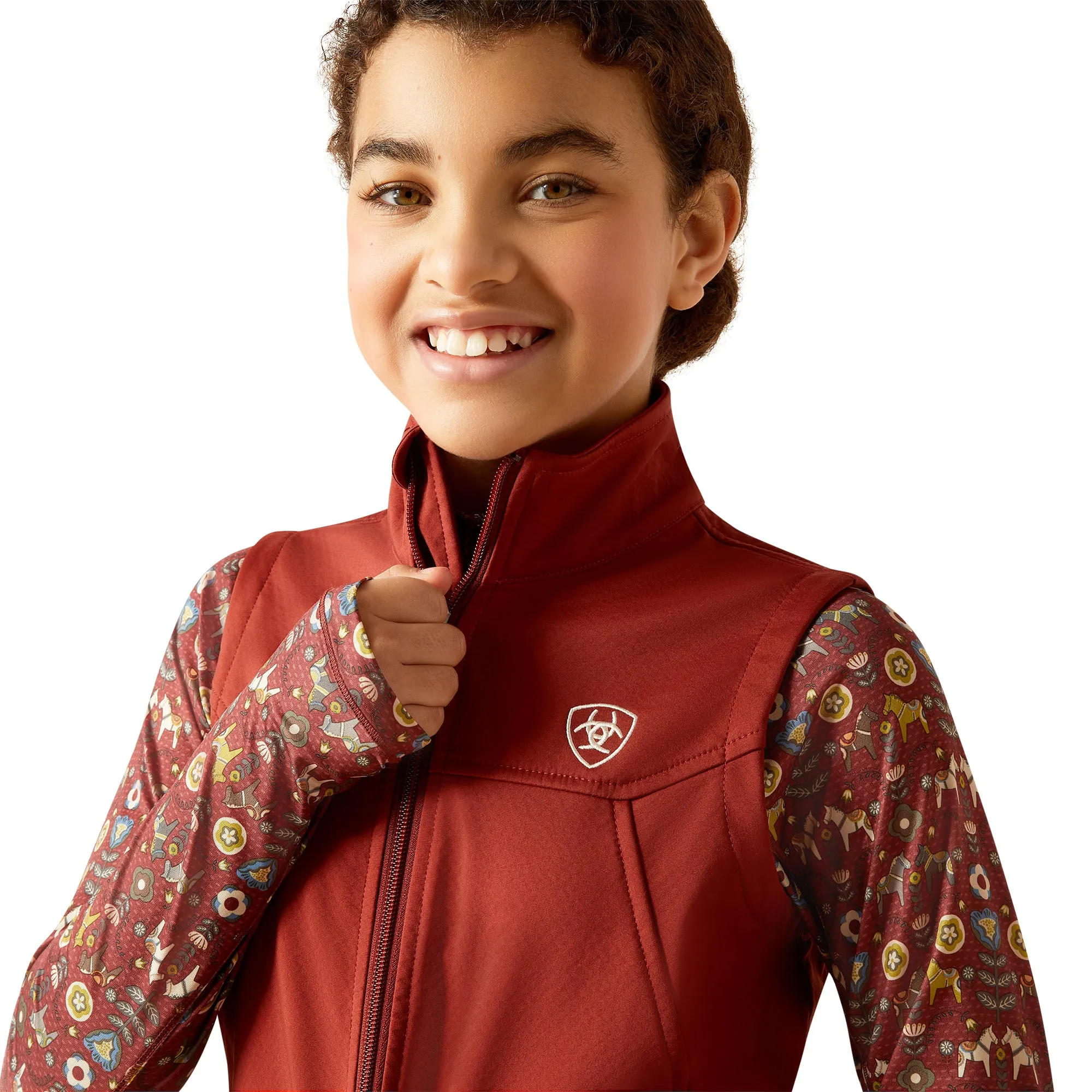 Ariat Youth Girl's New Team Fired Brick Softshell Vest 10046568