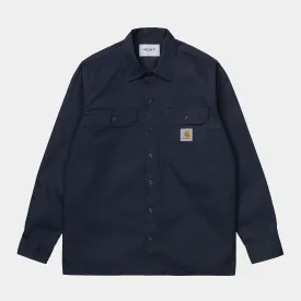 Dark Navy Carhartt WIP Master Shirt - Mens Slim-Fit Long Sleeve Button-Up