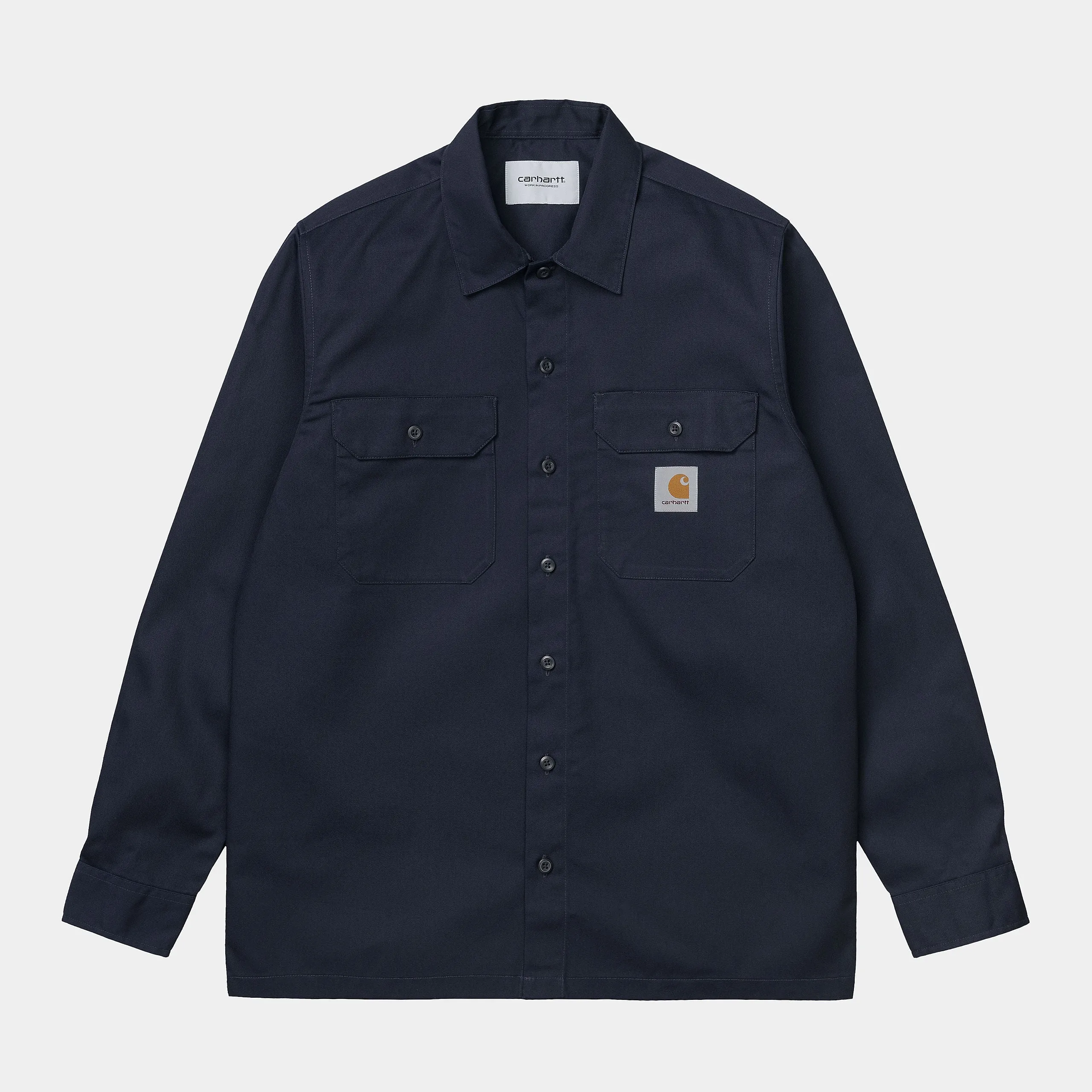 Dark Navy Carhartt WIP Master Shirt - Mens Slim-Fit Long Sleeve Button-Up