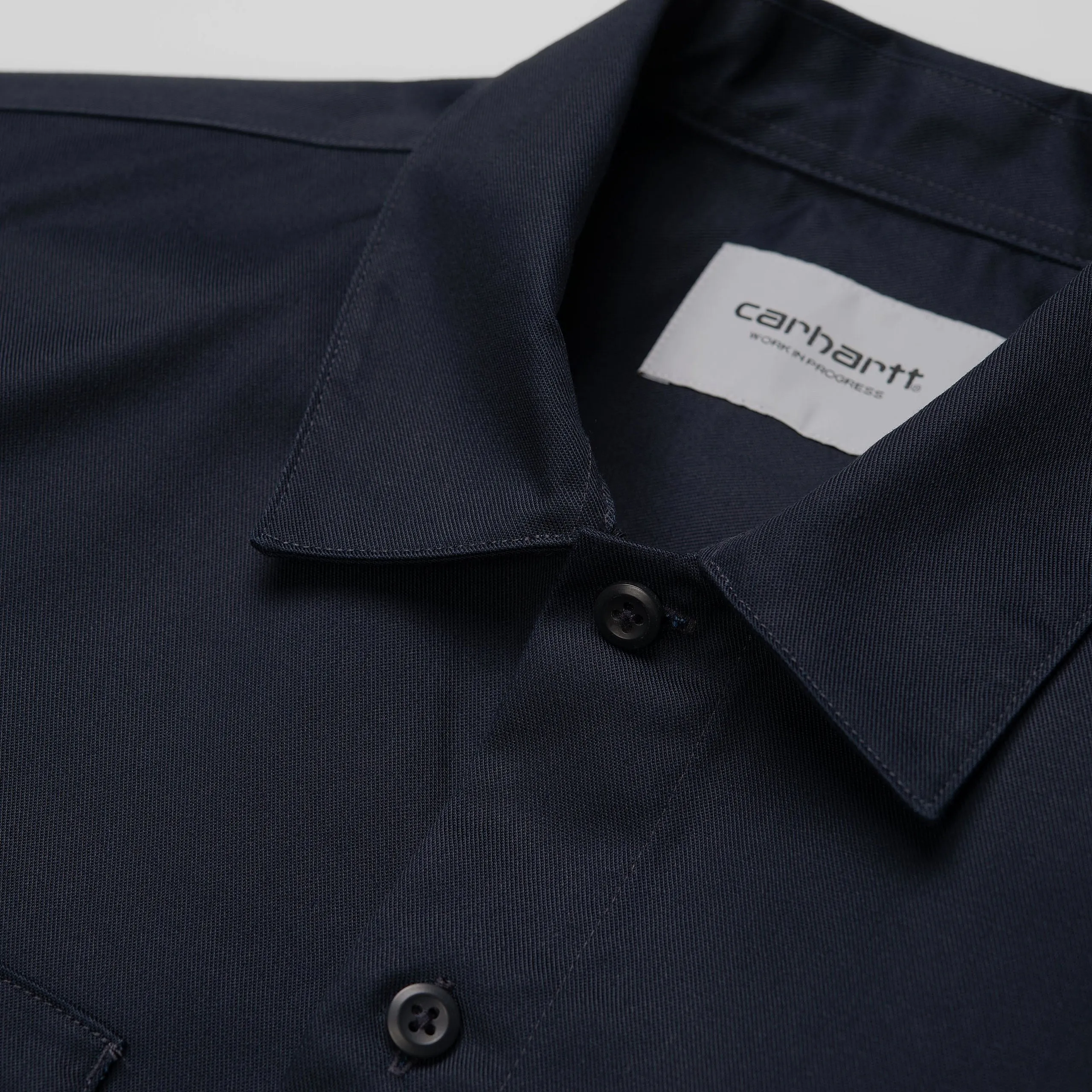 Dark Navy Carhartt WIP Master Shirt - Mens Slim-Fit Long Sleeve Button-Up