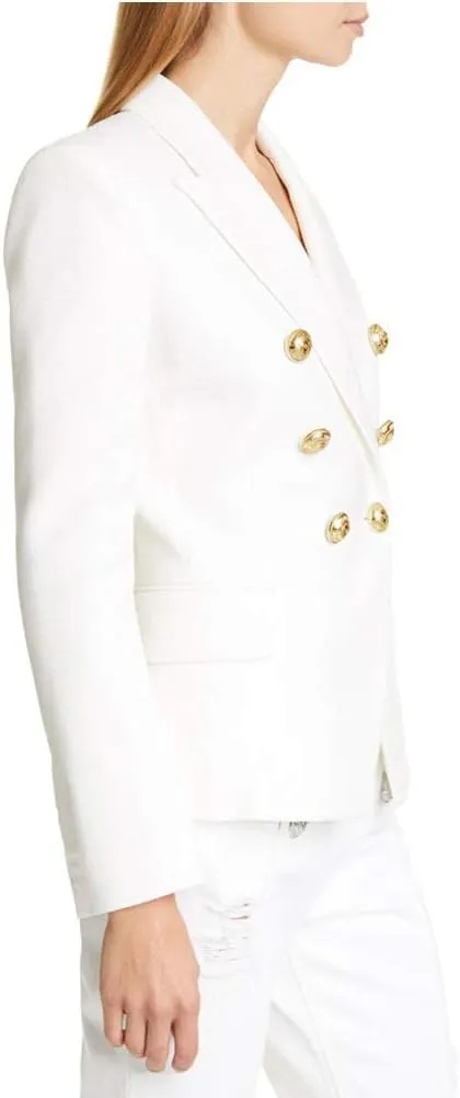 chouyatou Women's Vintage Double Breasted Slim Fit Dress Suit Blazer Jacket