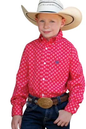 Cinch Kid's Red Classic Print Shirt