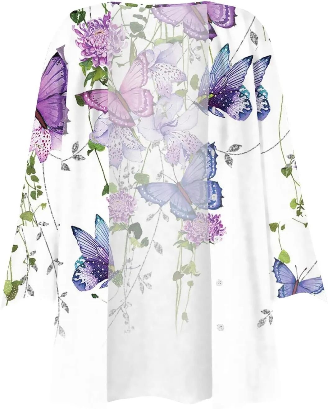 Cover Up for Women Kimonos Summer Swimsuit Ruffle Cardigan 2025 Floral 3/4 Length Sleeve Button Down Cover Up Boho Top