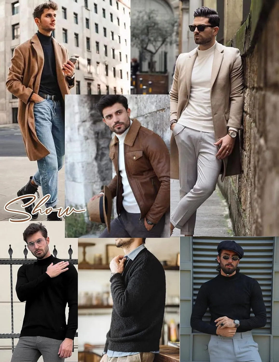 Ekouaer Men's Mock Turtleneck Shirts Long Sleeve Underwear Tops Fleece Ribbed Knit Pullover Sweater Basic Thermal Sweatshirts