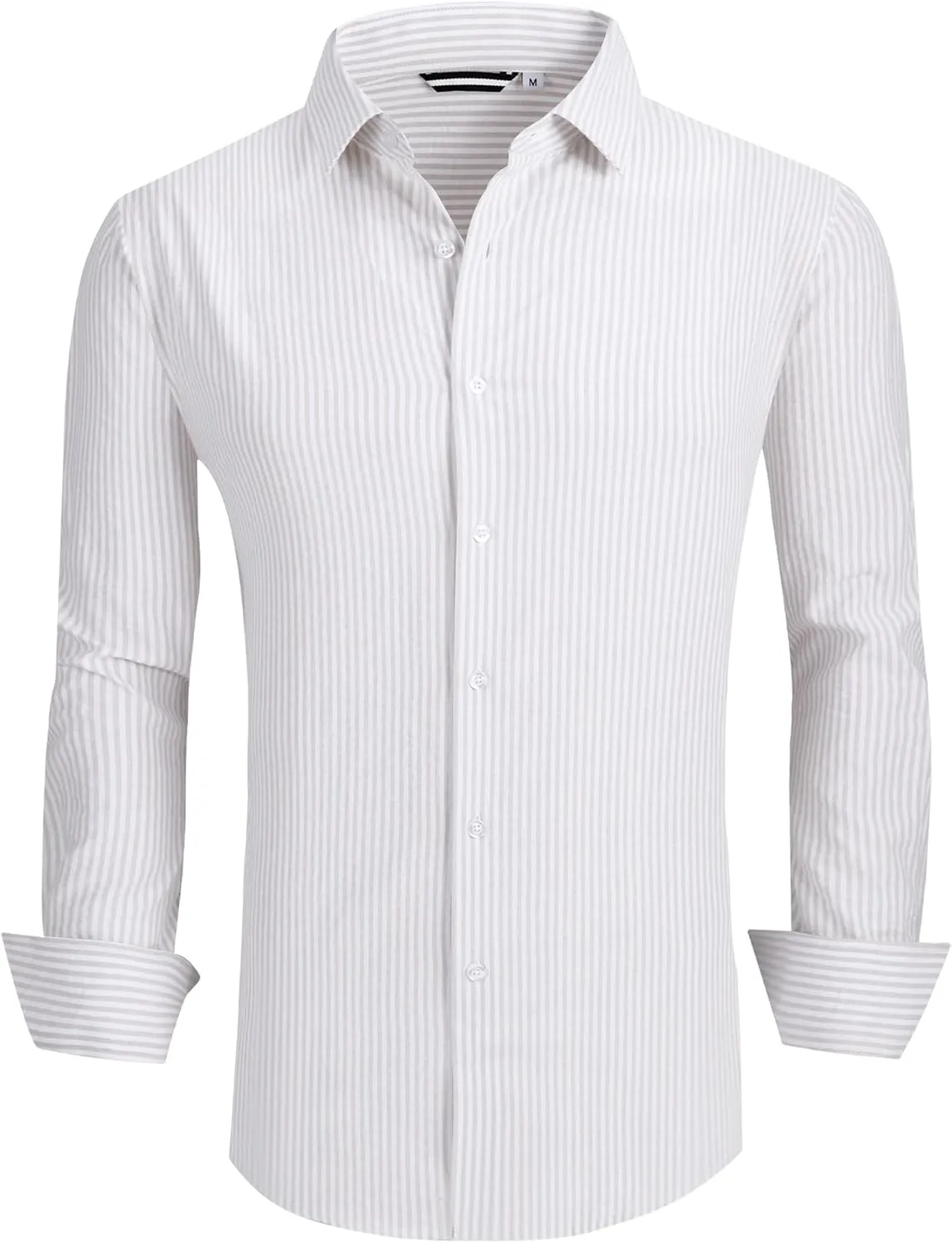 Esabel.C Seersucker Mens Dress Shirts Striped Cotton Casual Business Button Down Shirts for Men