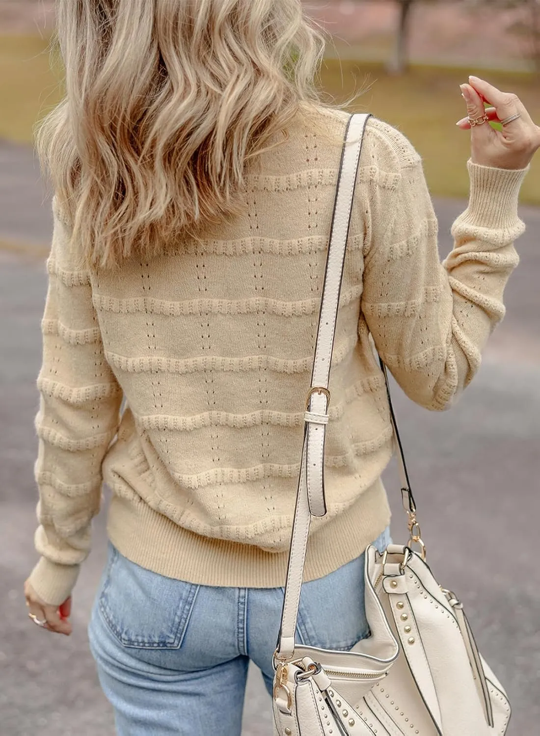 EVALESS Cardigan Sweaters for Women Button Down Open Front Lightweight V Neck Sweater Crochet Tops Fall Winter Outfits