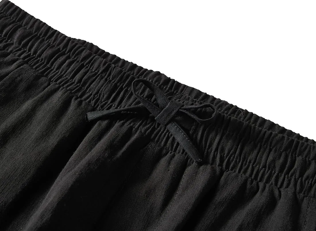 FANARCHER Mens Lightweight Cotton Linen Pants Casual Trousers Drawstring Yoga Beach Pants with Pockets