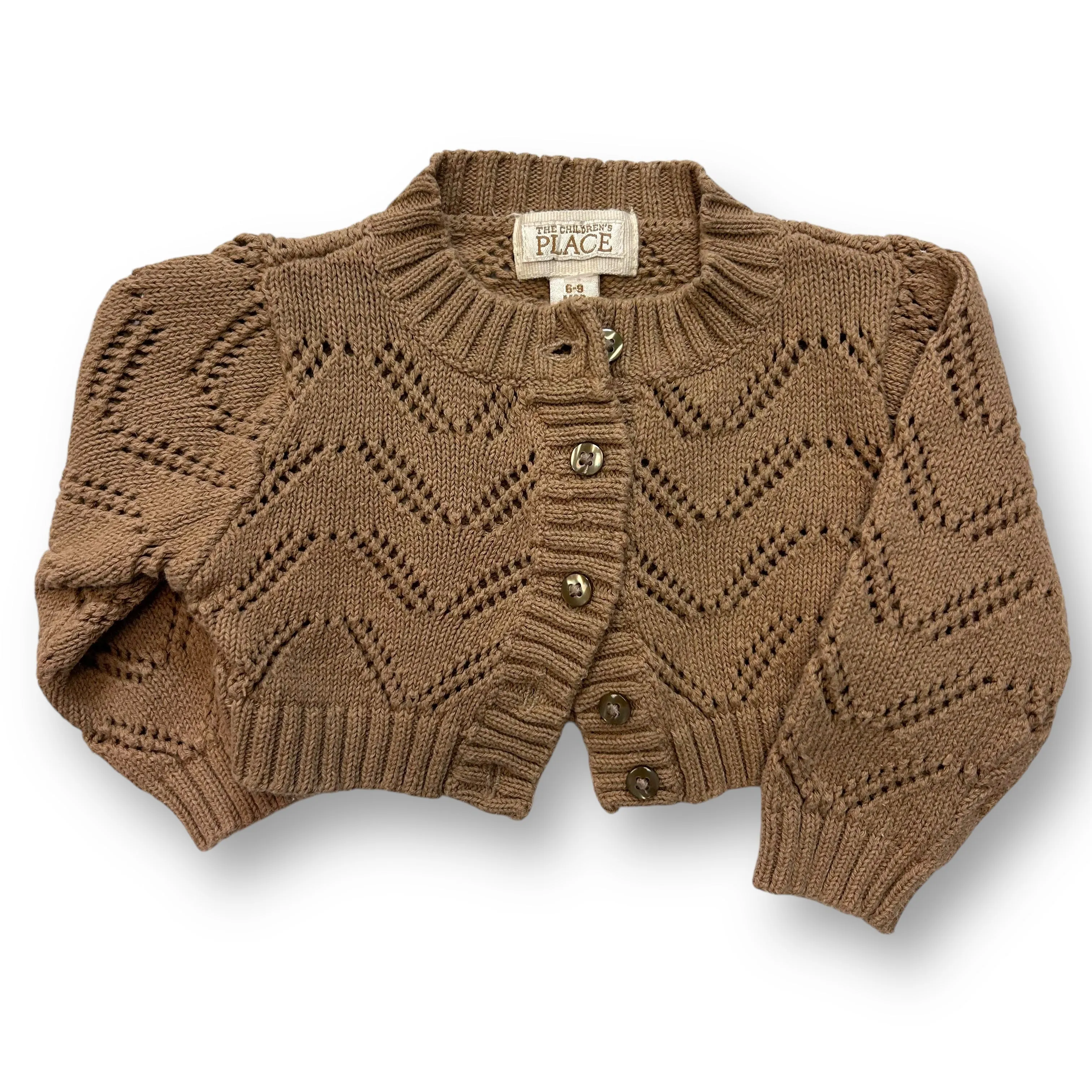 Girls Children's Place Size 6-9 Months Tan Long Sleeve Cardigan