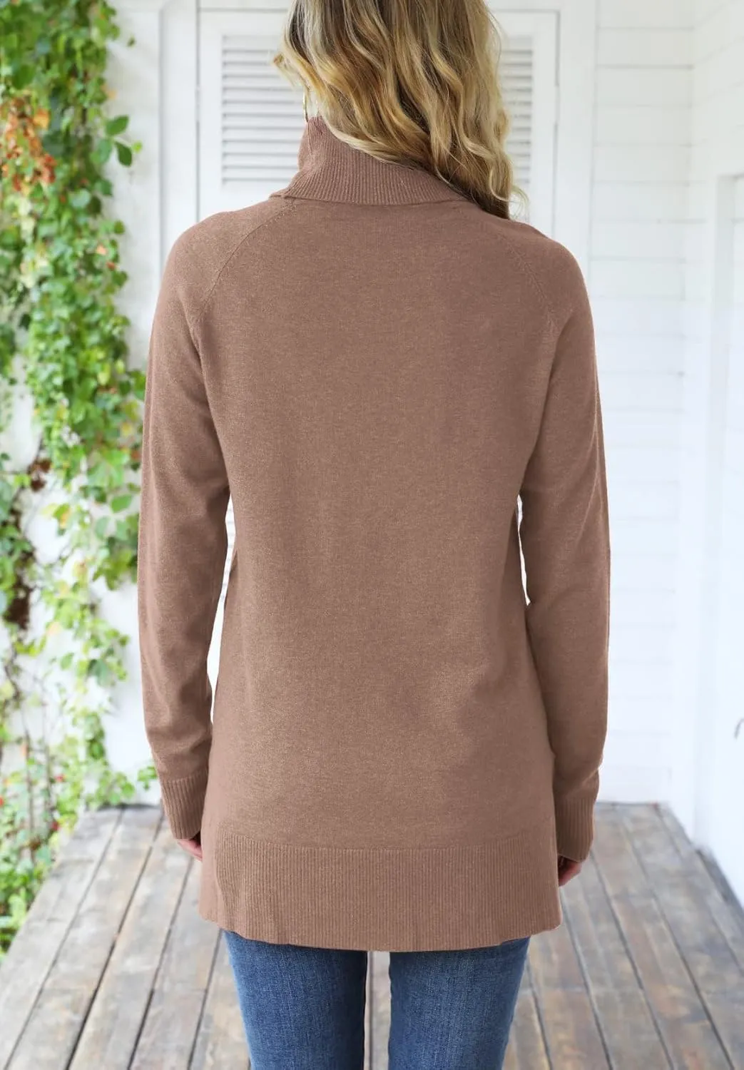 HWOKEFEIYU Women 2024 Fall Trendy Casual Sweater Turtleneck Long Sleeve Sweaters Pullover