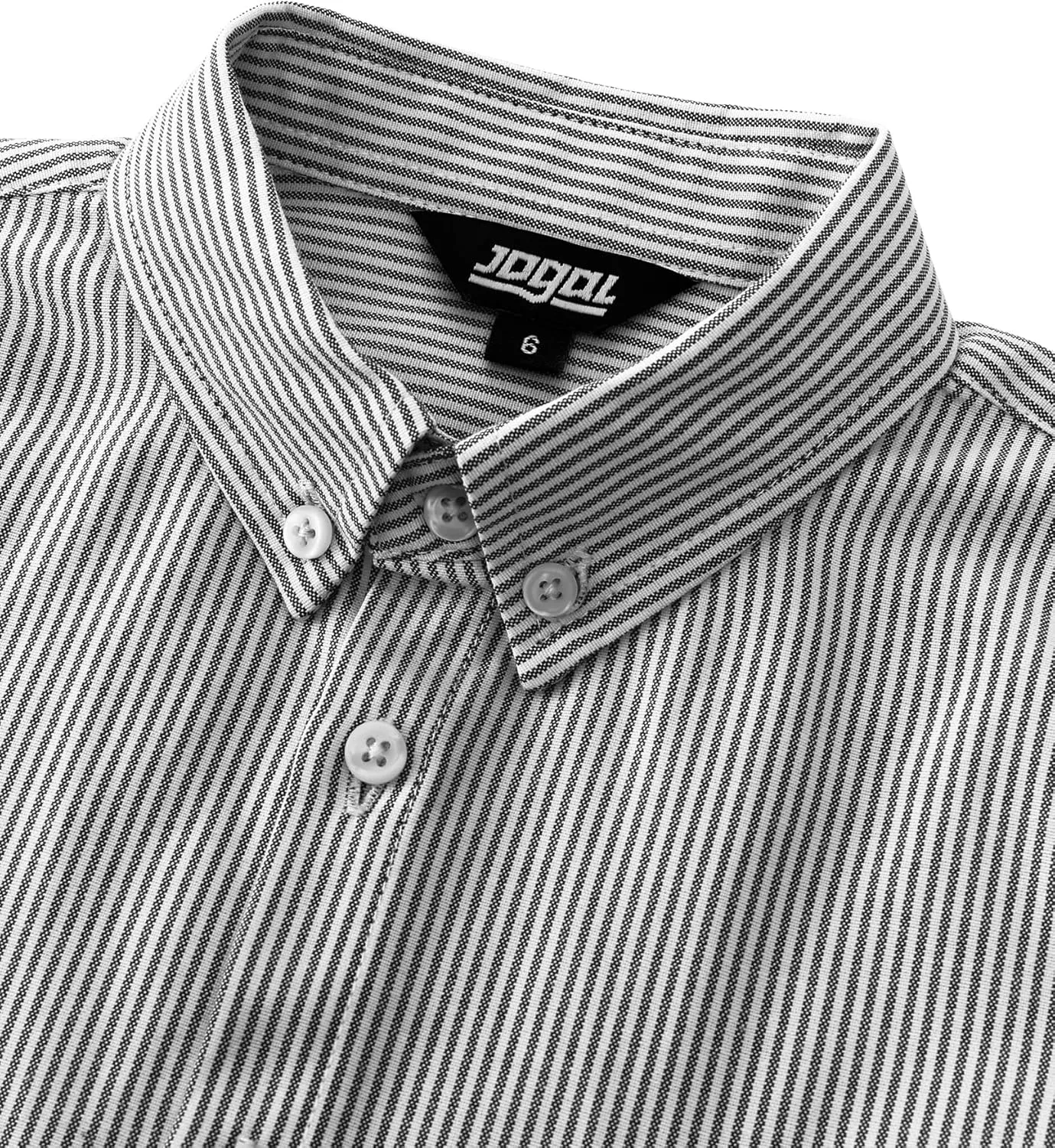JOGAL Boys Long Sleeve Oxford Dress Shirts Casual Button Down Shirts Striped Tops for 6-14 Years