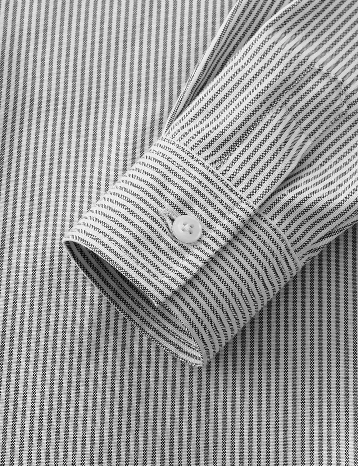 JOGAL Boys Long Sleeve Oxford Dress Shirts Casual Button Down Shirts Striped Tops for 6-14 Years