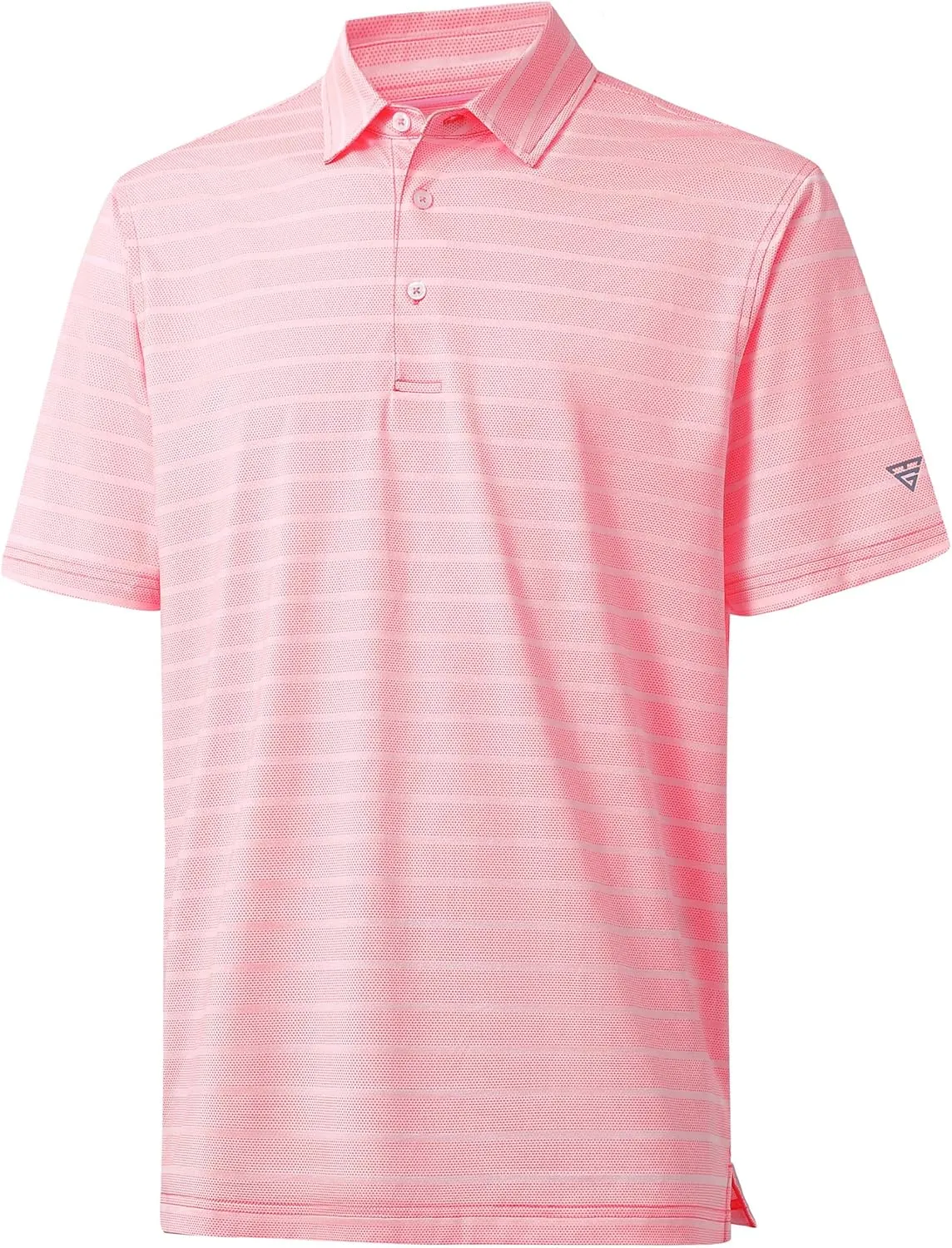 M MAELREG Men's Golf Shirts Moisture Wicking Dry Fit Lightweight Performance Short Sleeve Jacquard Striped Polo Shirts