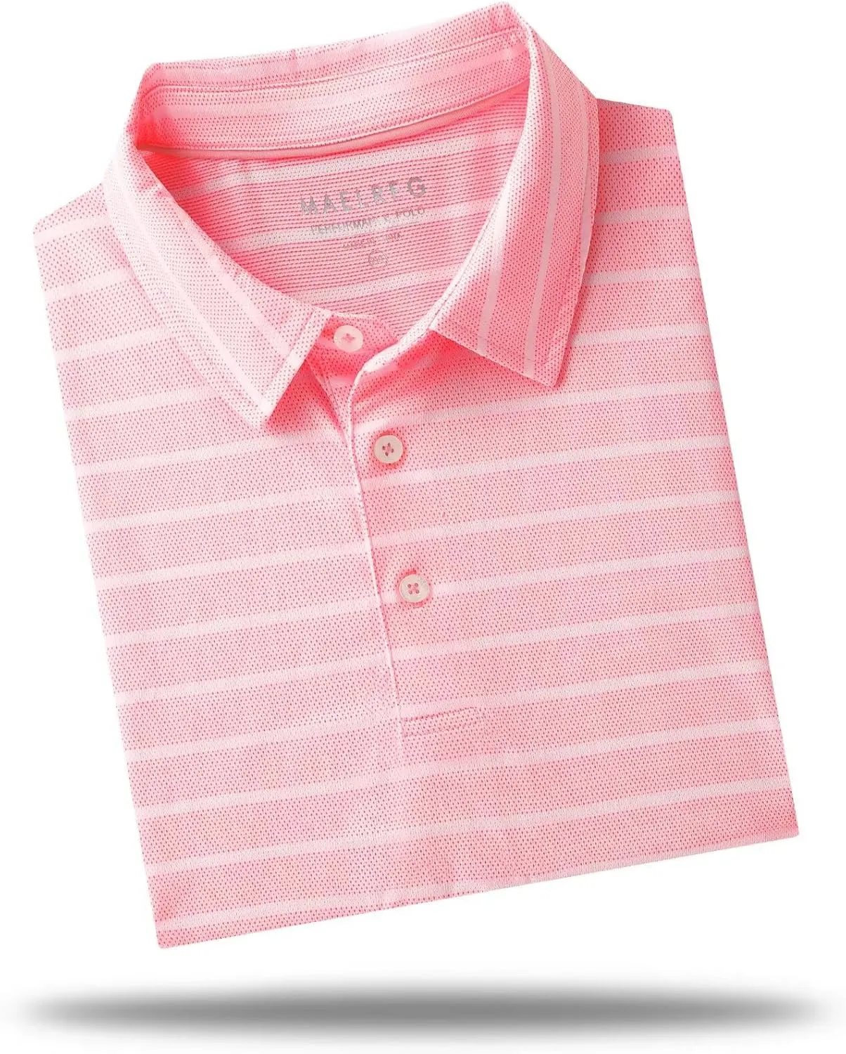 M MAELREG Men's Golf Shirts Moisture Wicking Dry Fit Lightweight Performance Short Sleeve Jacquard Striped Polo Shirts