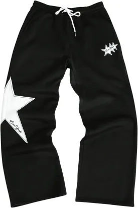 Men's Baggy Sweatpants Y2k Star Graphic Print Stacked Wide Leg Jogger Pants