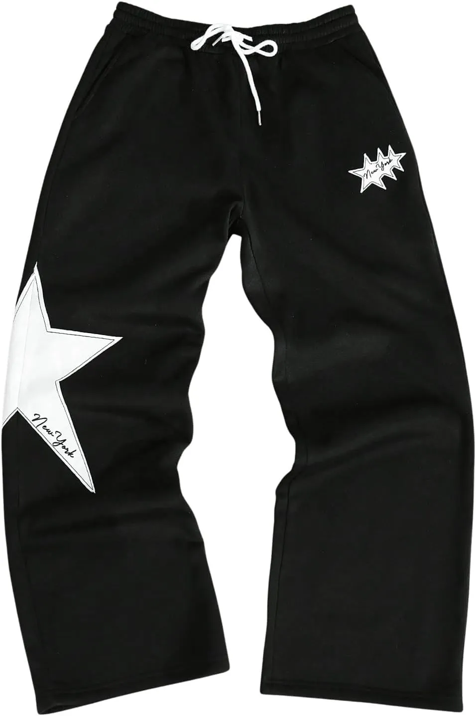 Men's Baggy Sweatpants Y2k Star Graphic Print Stacked Wide Leg Jogger Pants
