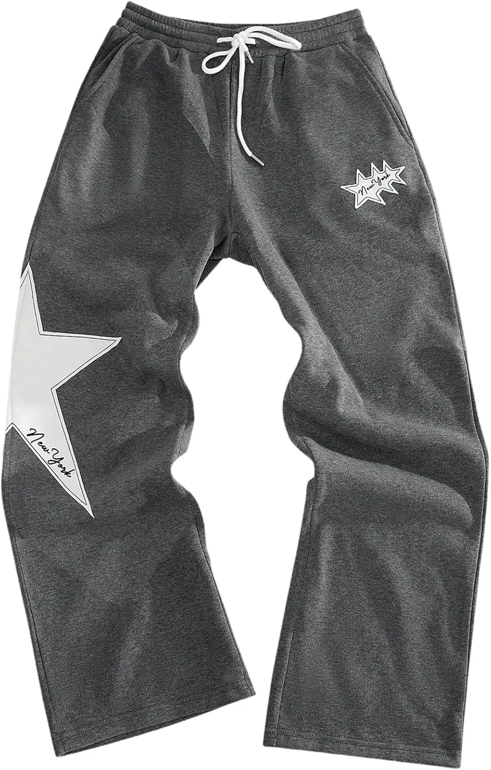 Men's Baggy Sweatpants Y2k Star Graphic Print Stacked Wide Leg Jogger Pants