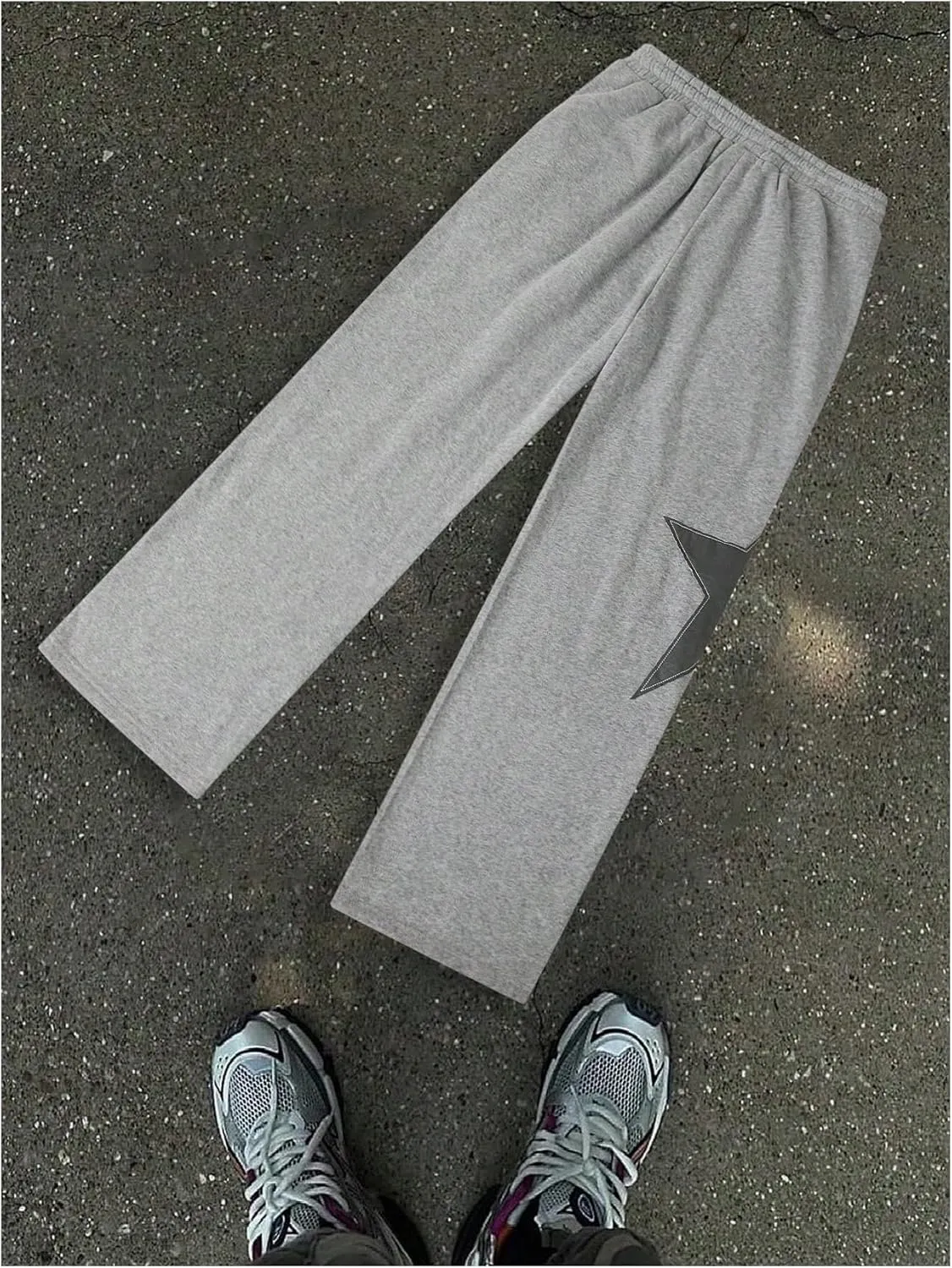 Men's Baggy Sweatpants Y2k Star Graphic Print Stacked Wide Leg Jogger Pants