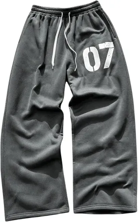Men's Baggy Sweatpants Y2k Star Graphic Print Stacked Wide Leg Jogger Pants