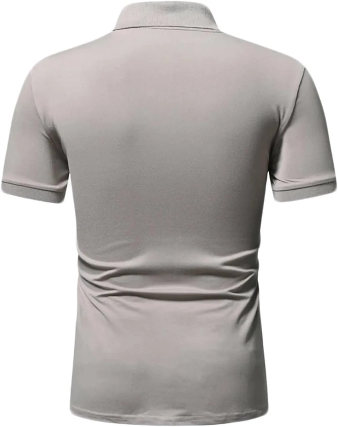 Men's Casual Solid Polo Shirts Zipper Lapel Short Sleeve Tops Classic Golf Tees Basic Golf Shirt Cotton Top