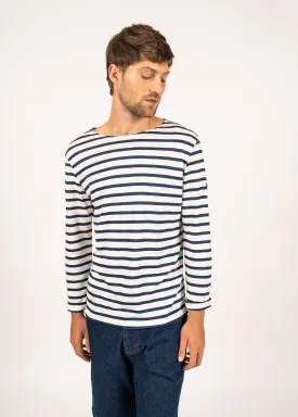 Minquiers iconic sailor striped shirt - in Norman linen (NEIGE/MARINE)