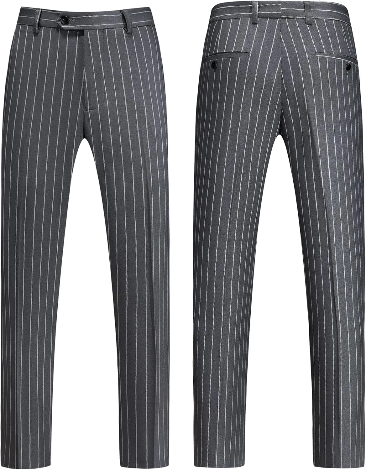 MOGU Mens Double Breasted Pinstripe Suit - 2 Piece Slim Fit Vintage Tuxedo for Groomsmen, Wedding, Prom