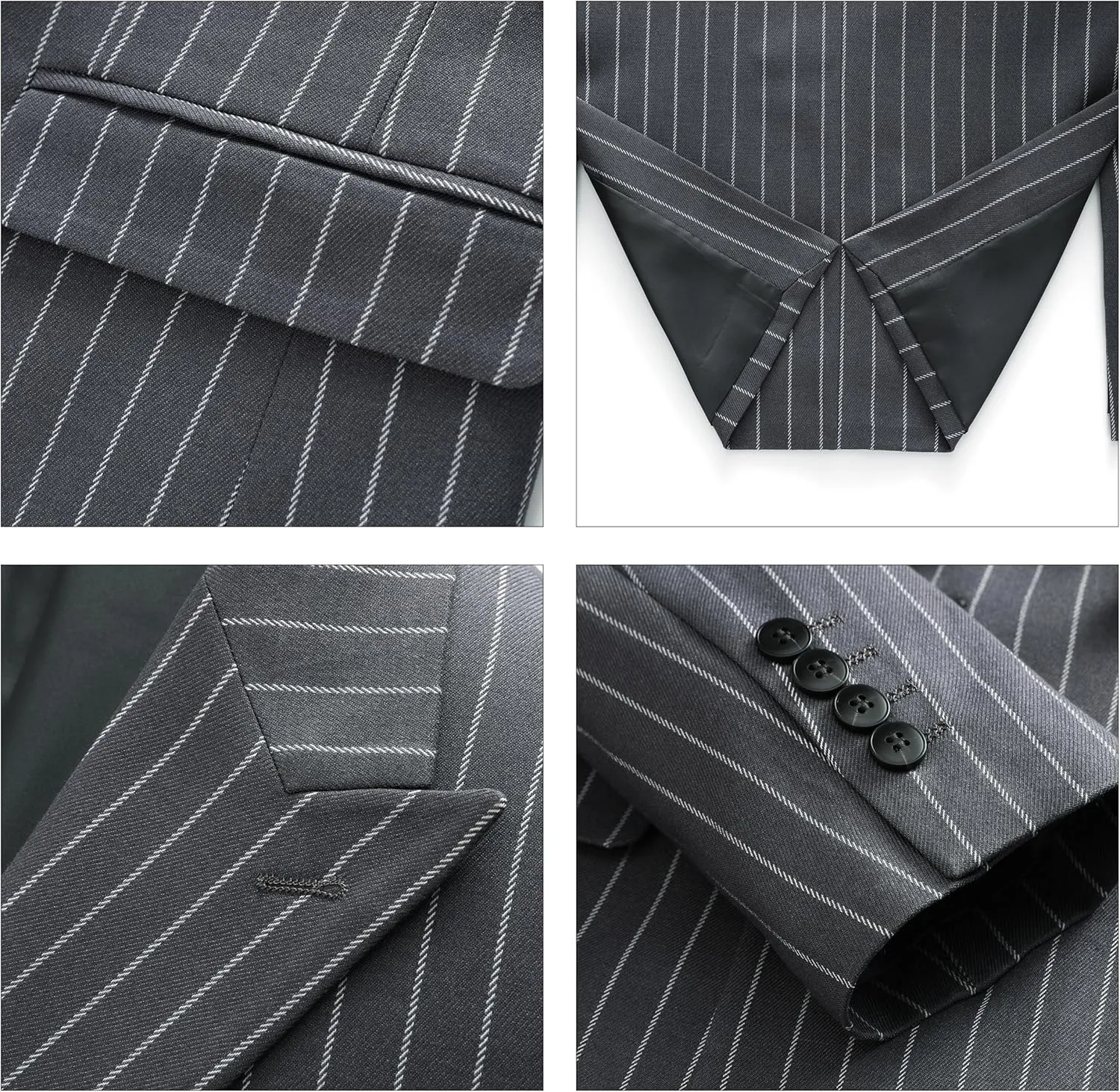 MOGU Mens Double Breasted Pinstripe Suit - 2 Piece Slim Fit Vintage Tuxedo for Groomsmen, Wedding, Prom