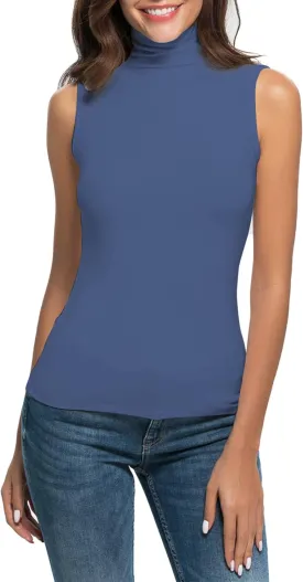 Nasperee Women Sleeveless/Long Sleeve Mock Turtleneck Tank Tops Slim Fit Stretchy Layer Tee Shirts