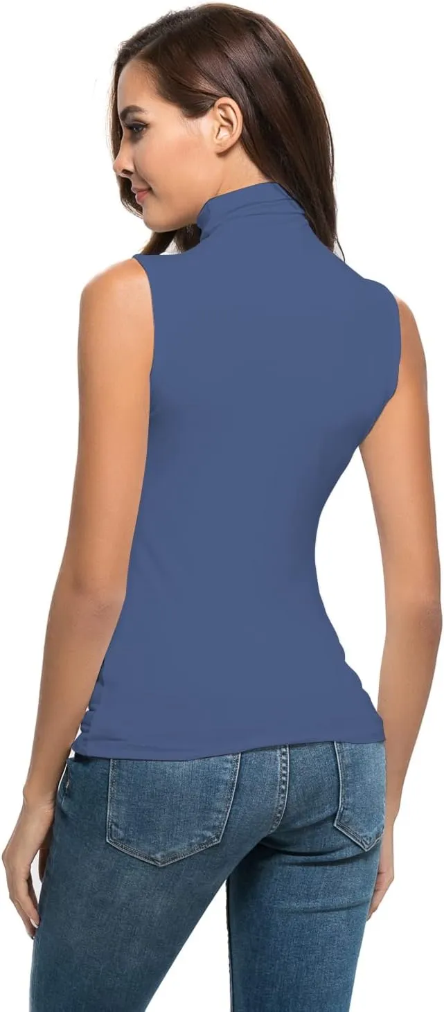 Nasperee Women Sleeveless/Long Sleeve Mock Turtleneck Tank Tops Slim Fit Stretchy Layer Tee Shirts