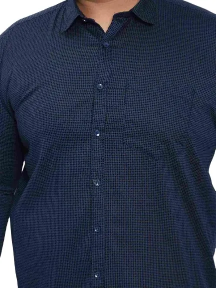 Navy Blue Satin Cotton Shirt