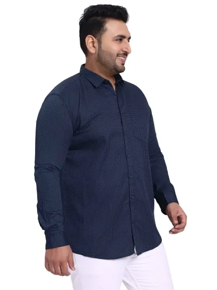 Navy Blue Satin Cotton Shirt