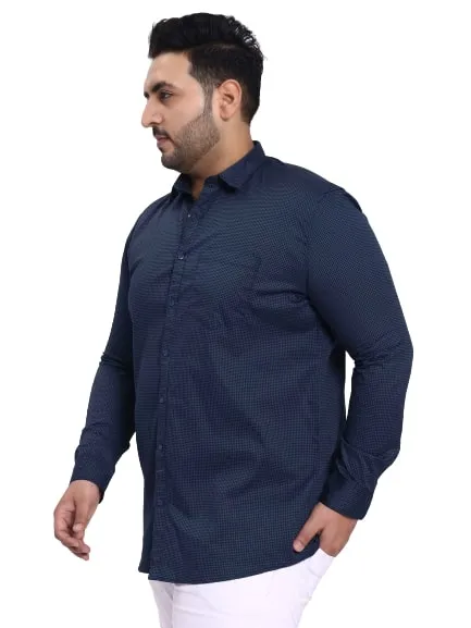 Navy Blue Satin Cotton Shirt