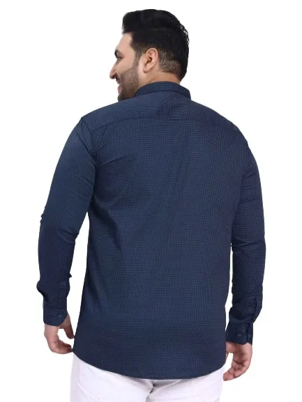 Navy Blue Satin Cotton Shirt