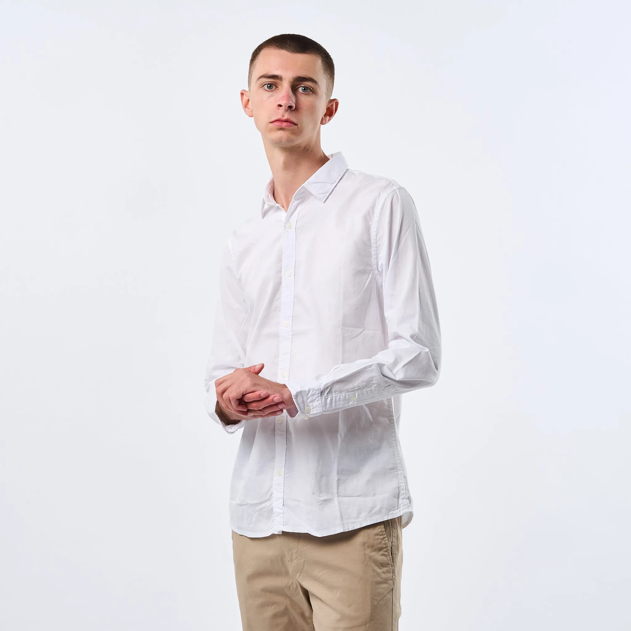 Omnitau Men's Varsity Organic Cotton Collared Shirt - White