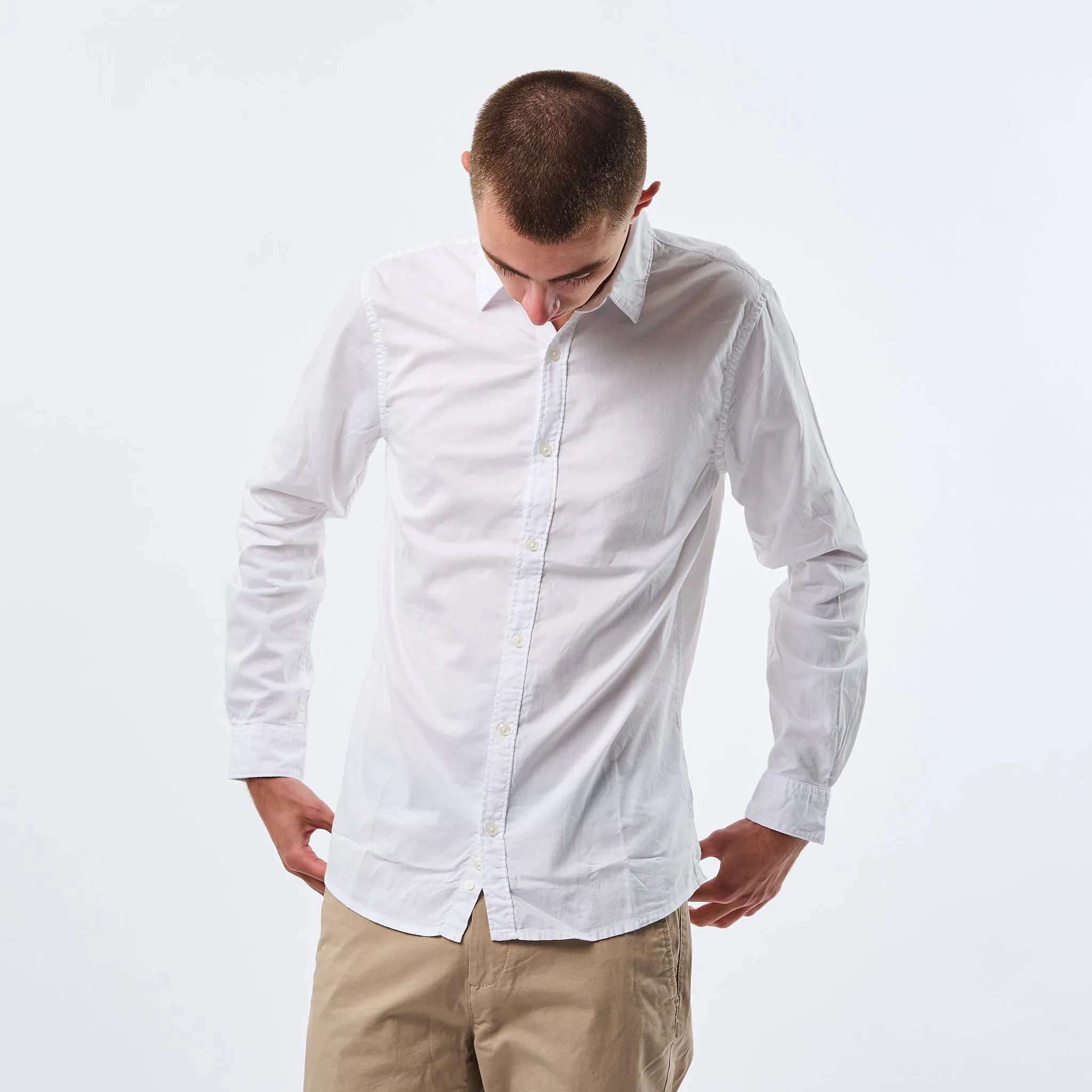 Omnitau Men's Varsity Organic Cotton Collared Shirt - White