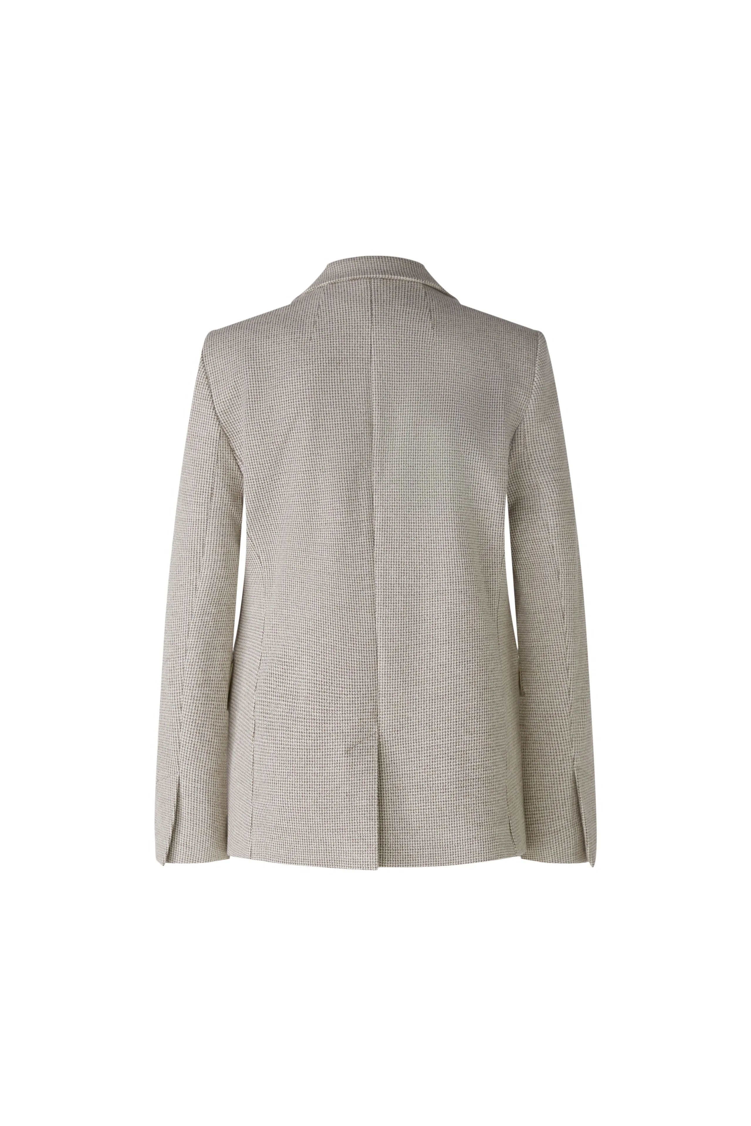 Trendy Womens Oversized Houndstooth Blazer in Brown and Cream