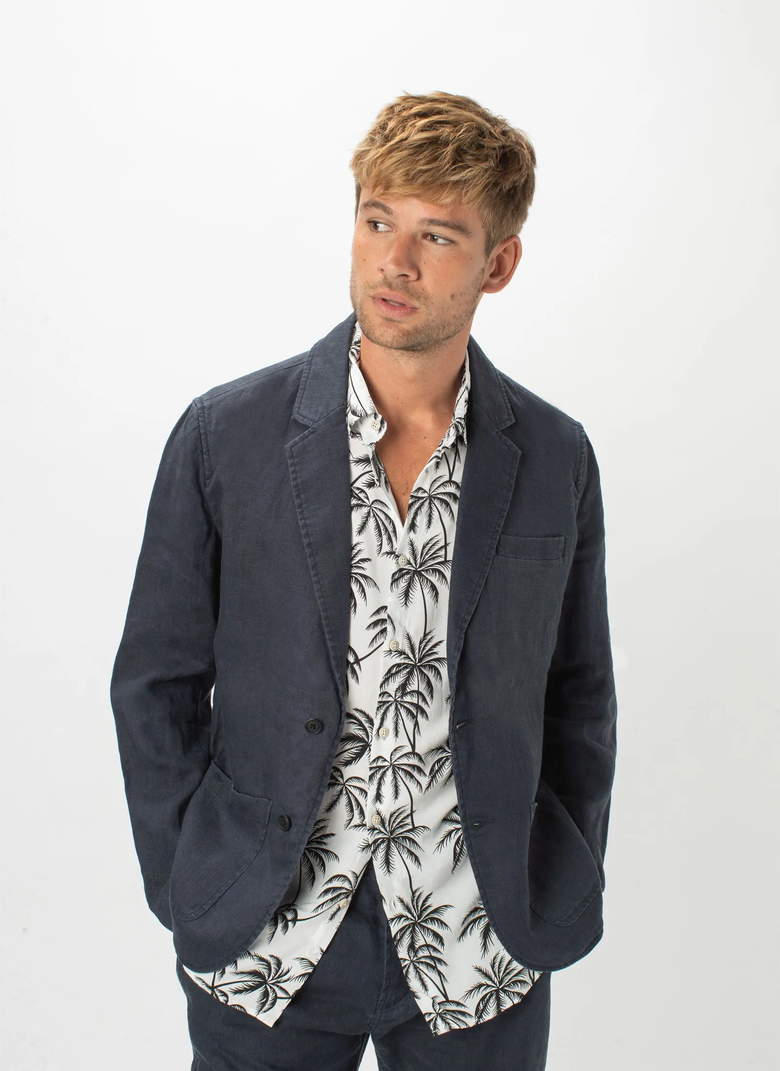 Poolside Jacket Navy Linen