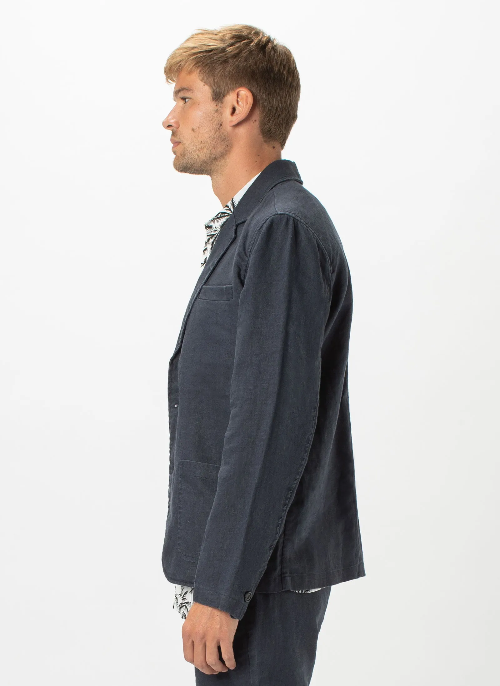 Poolside Jacket Navy Linen