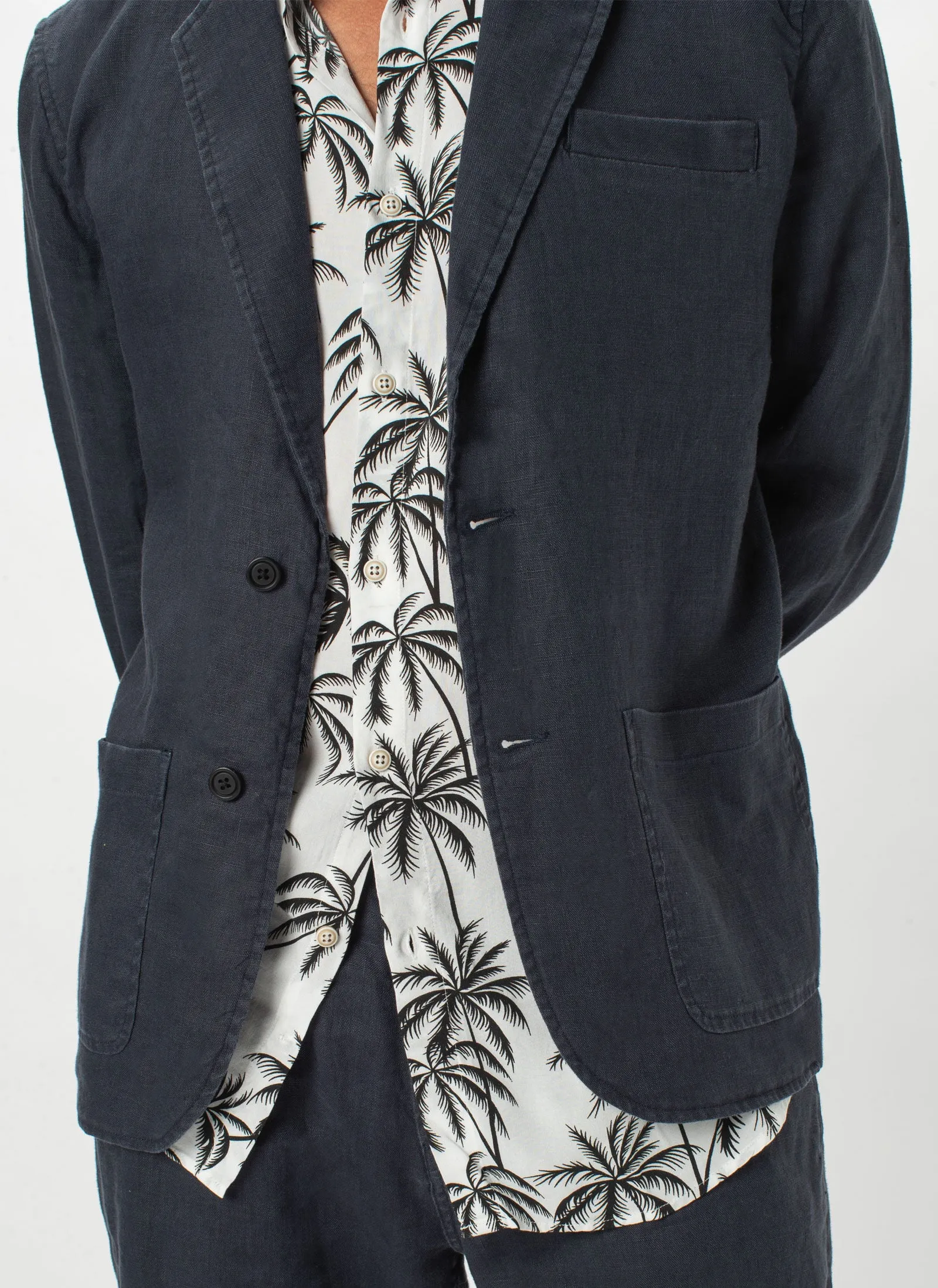 Poolside Jacket Navy Linen