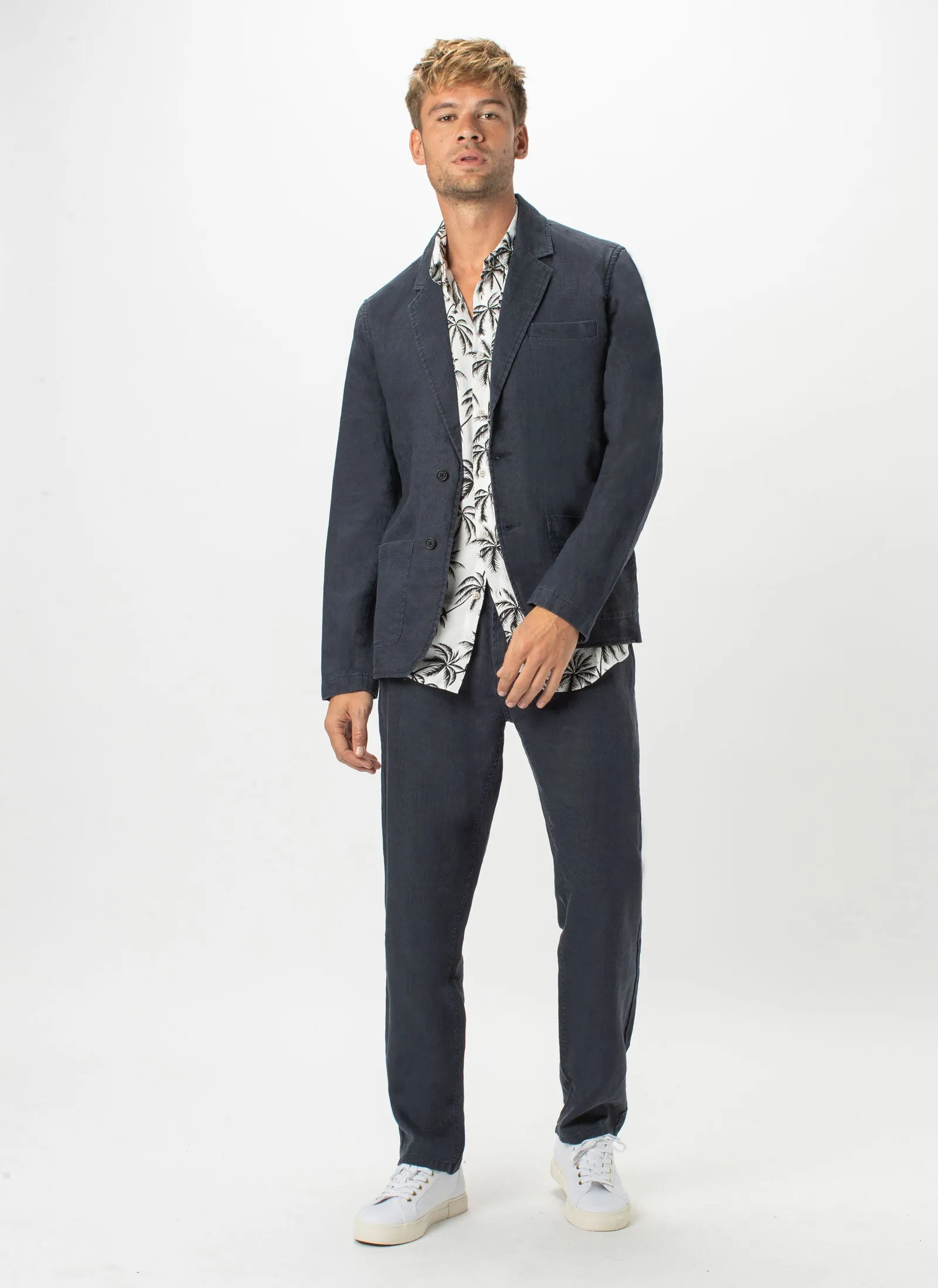 Poolside Jacket Navy Linen
