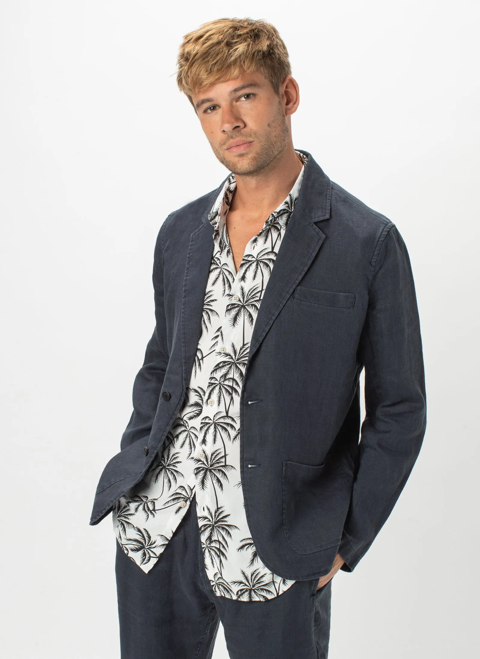 Poolside Jacket Navy Linen