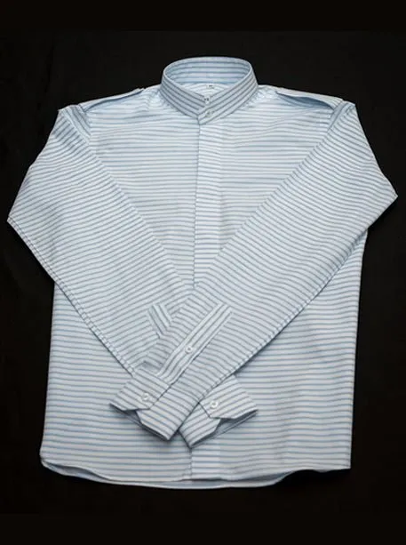 Powder Blue Horizontal Striped Shirt